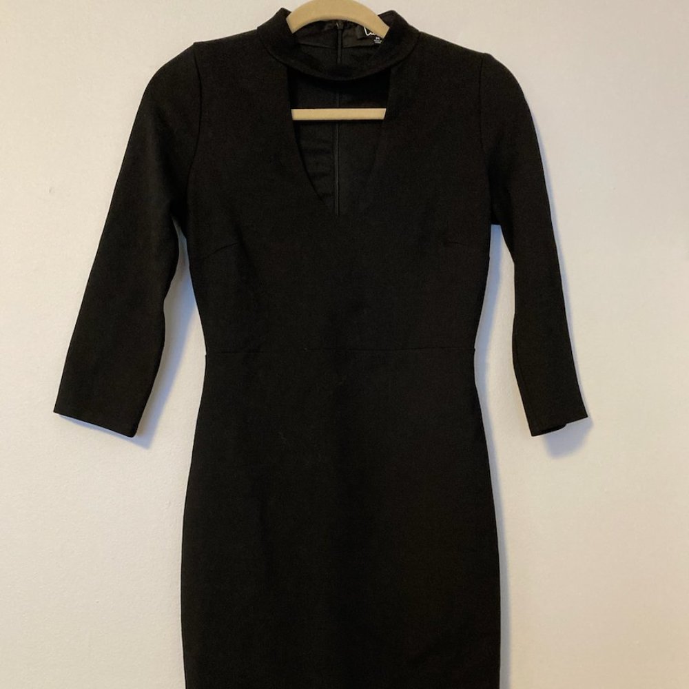 Lulus Black Cocktail Dress with Peephole Front